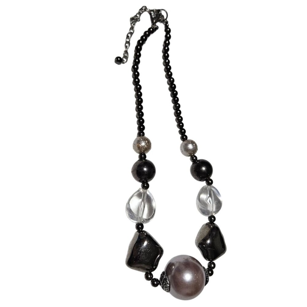 Elegant Black Brown Chunky Beaded Statement Necklace Fashion Jewelry Women